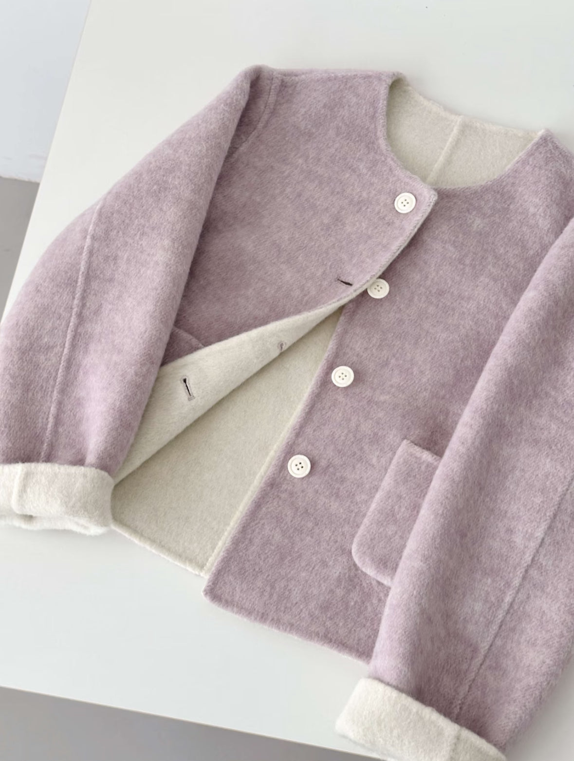 ‘Aria’ Reversible Lavender Wool Jacket