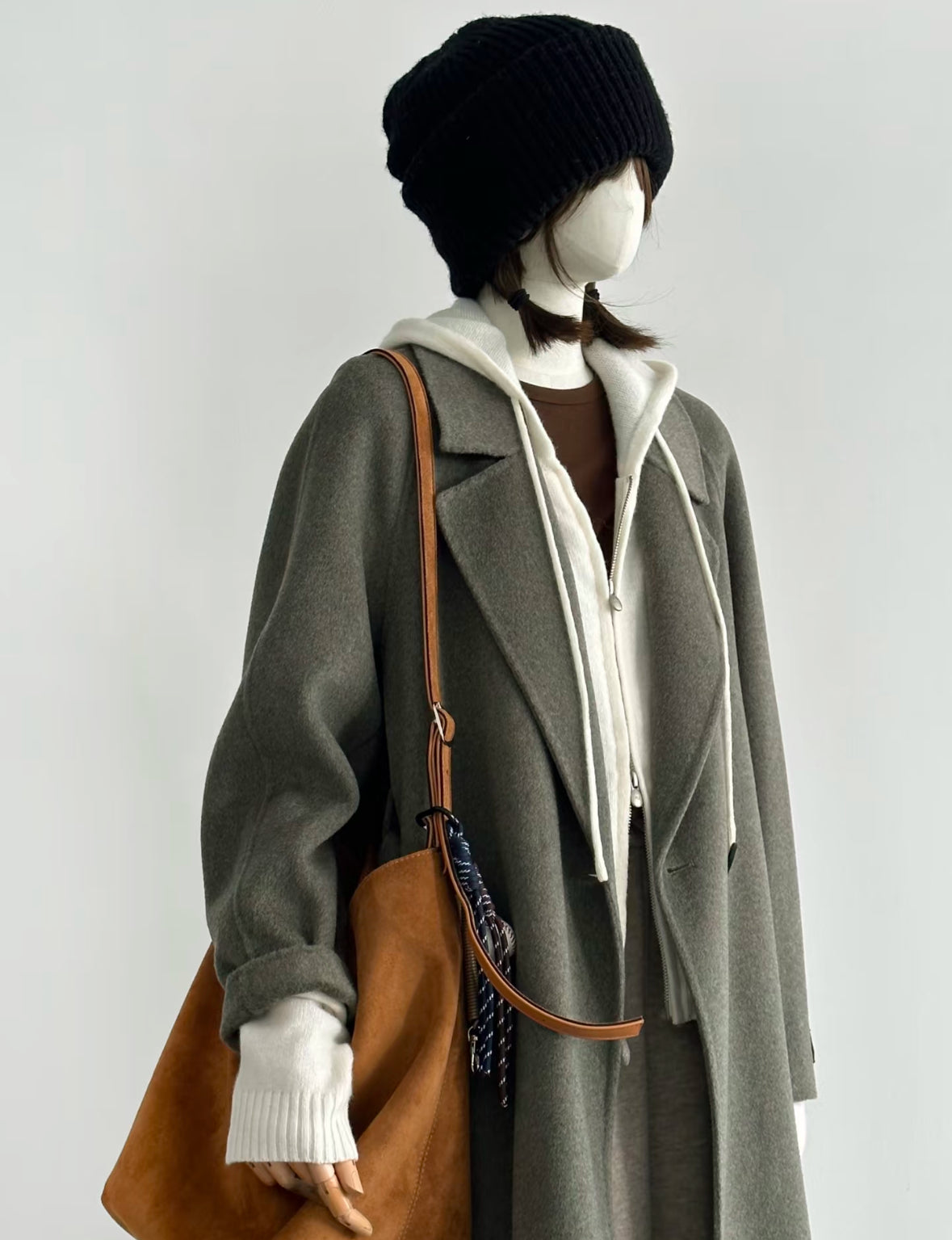 ‘Olive’ Longline Wool Trench Coat