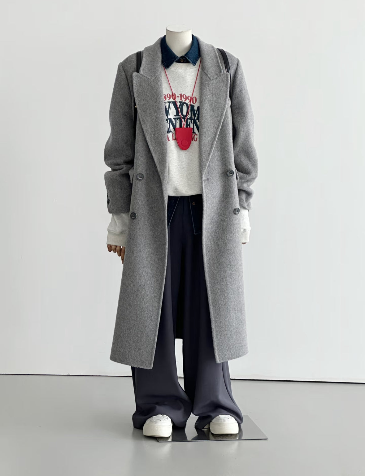 ‘Seren’ Gray Longline Trench Coat