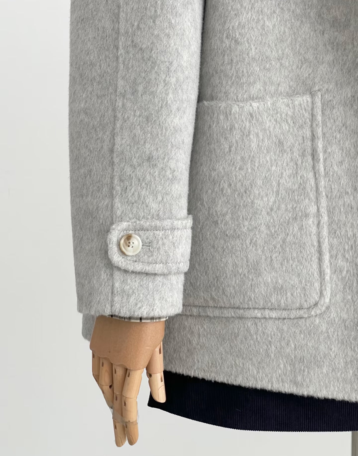 ‘Cleo’ Mid-Length Navy Blue 100% Wool Hooded Jacket (2 colors)