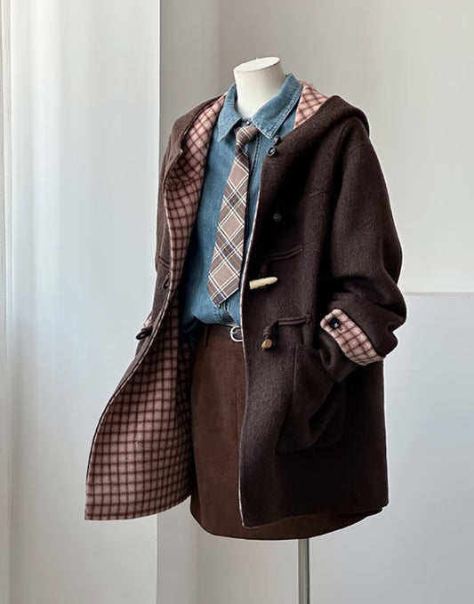 ‘Fern ‘ Hooded Toggle Wool Jacket