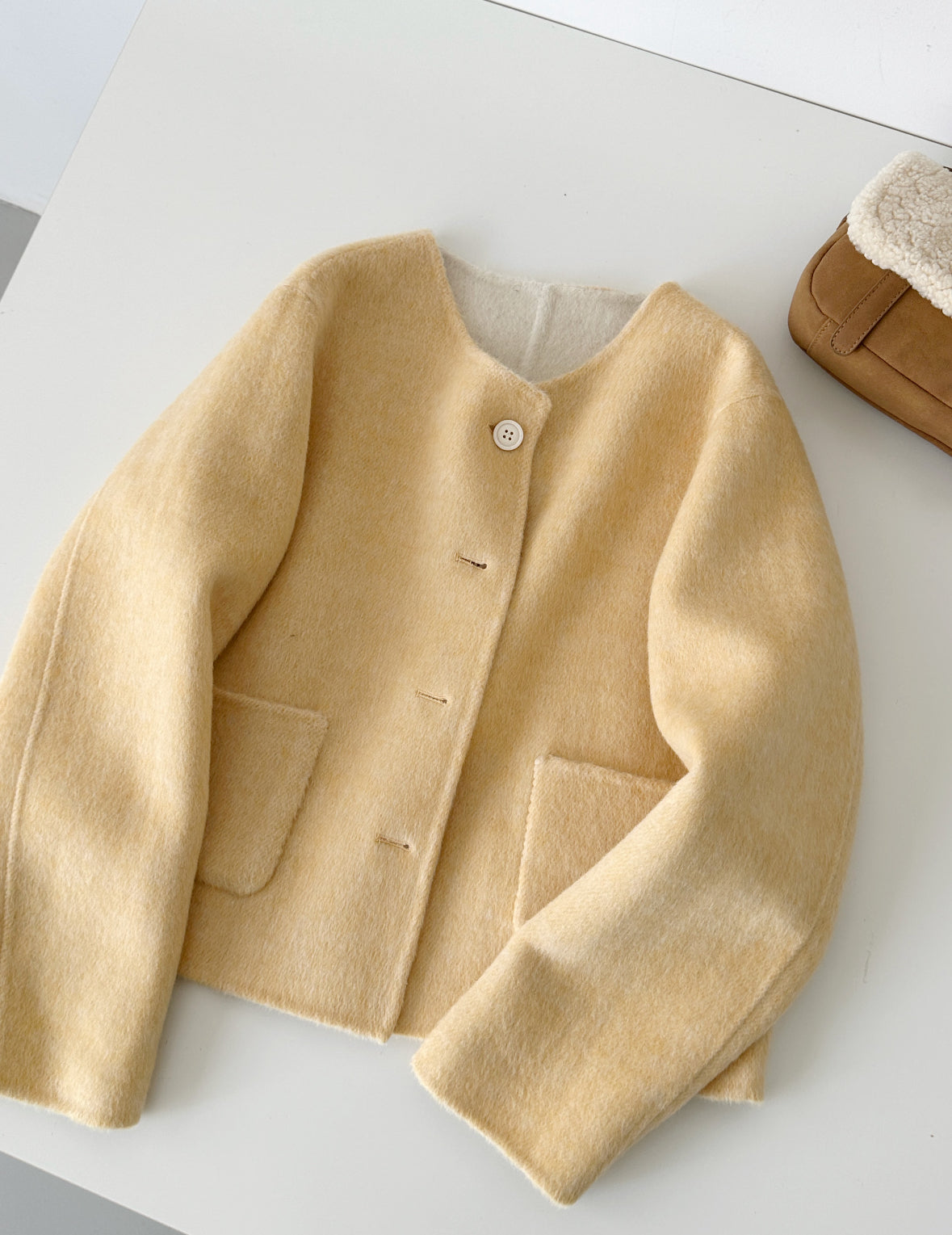 ‘Aria’ Reversible Yellow Wool Jacket