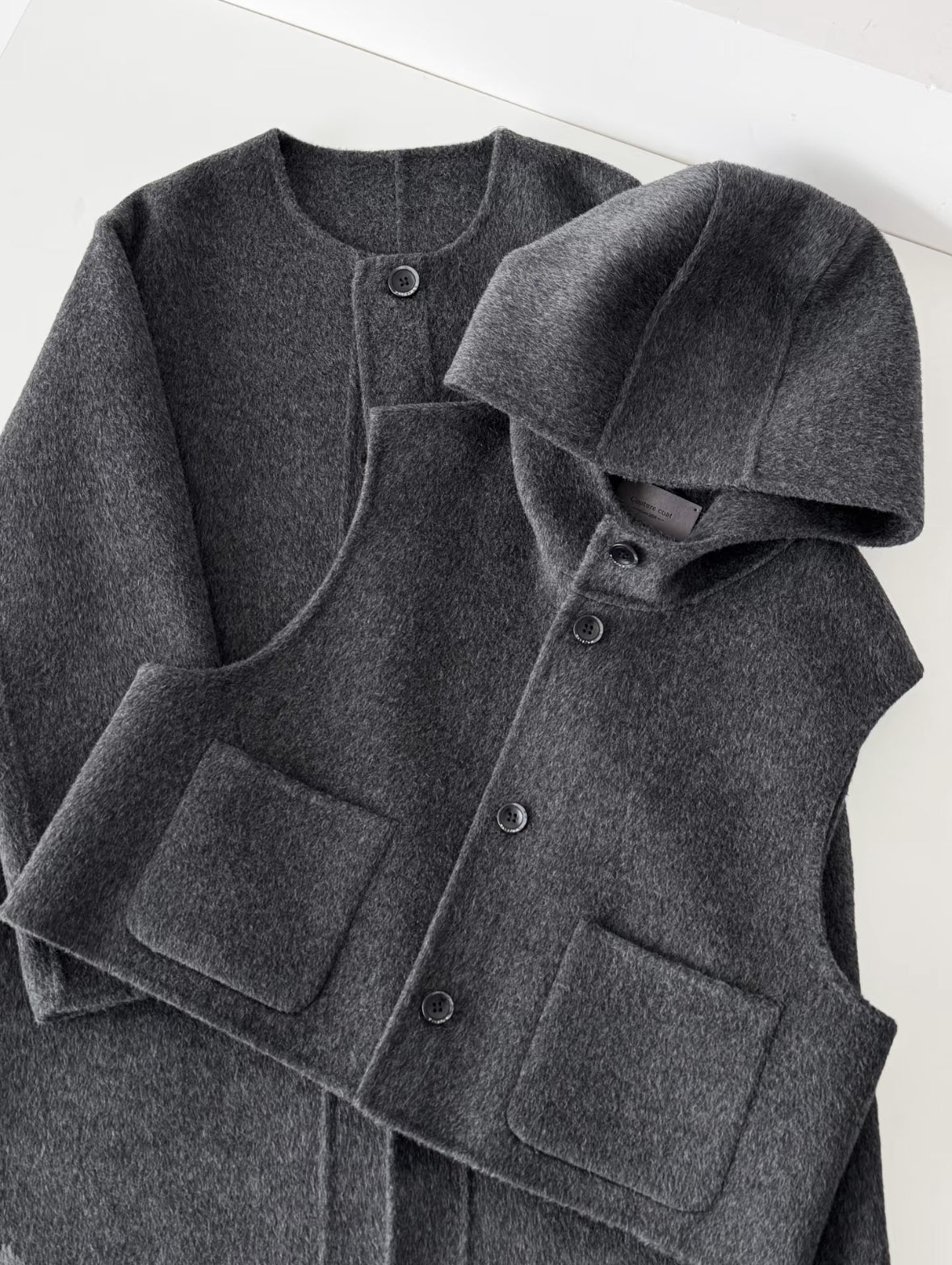 Dualis 3 in 1 longline wool coat and vest set