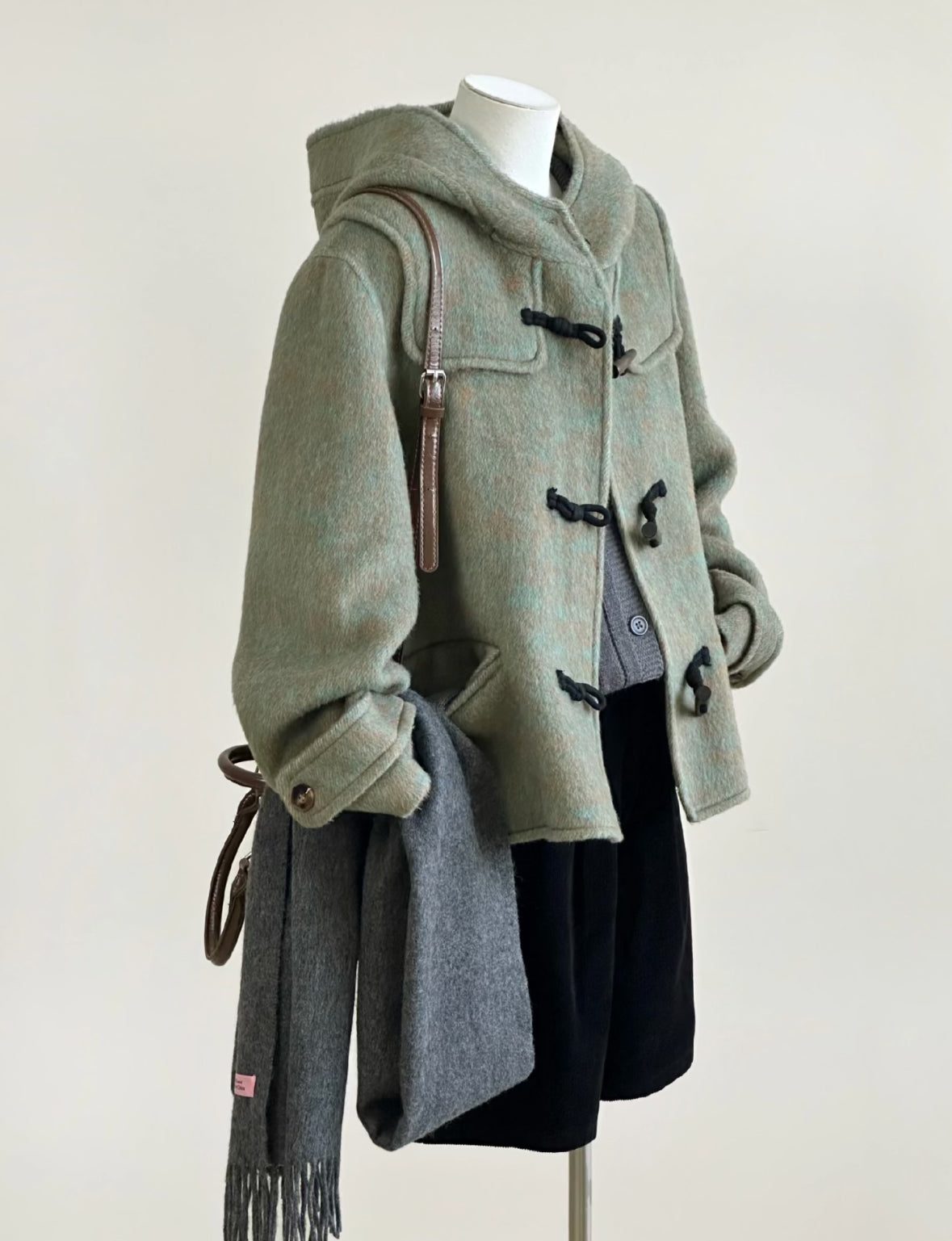 ‘Monet' Toggled Short Wool Jacket - Green
