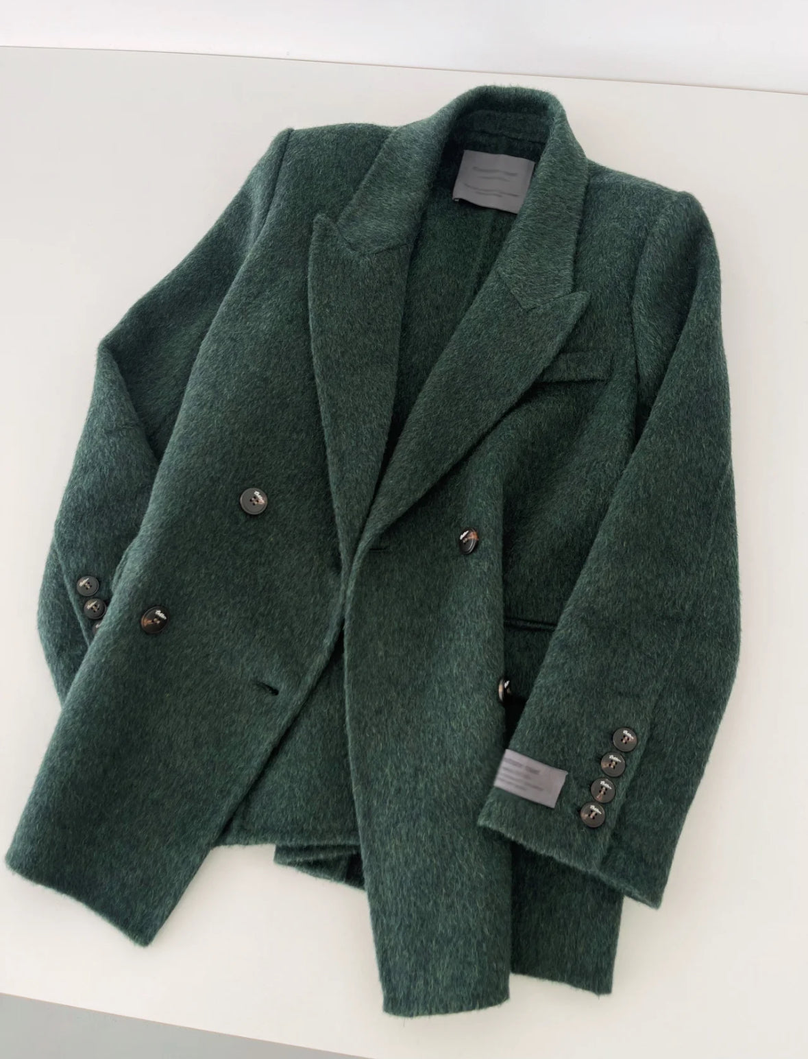 Ember 100% Wool Double-breasted Blazer - Green