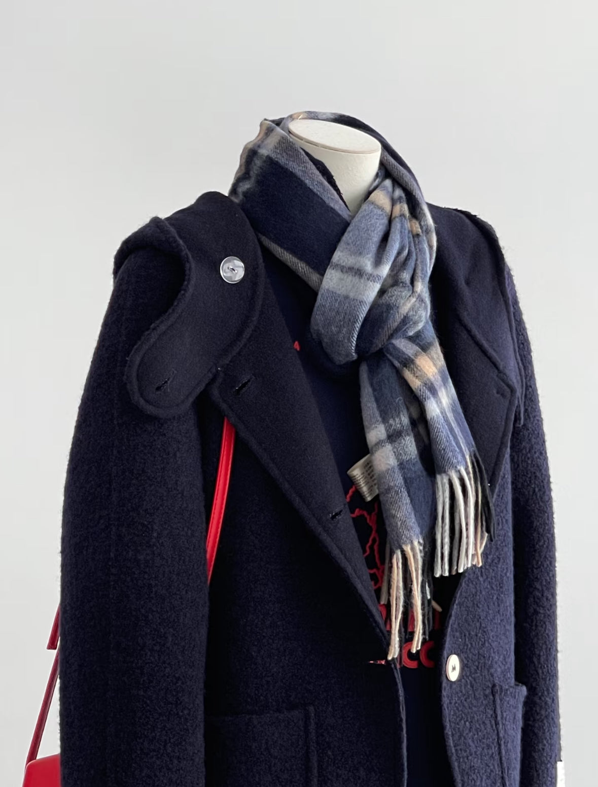‘Cleo’ Mid-Length Navy Blue 100% Wool Hooded Jacket (2 colors)