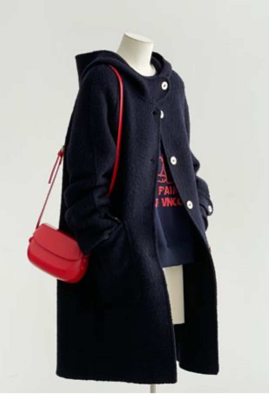 Clover 100% Wool Hooded Jacket - Navy