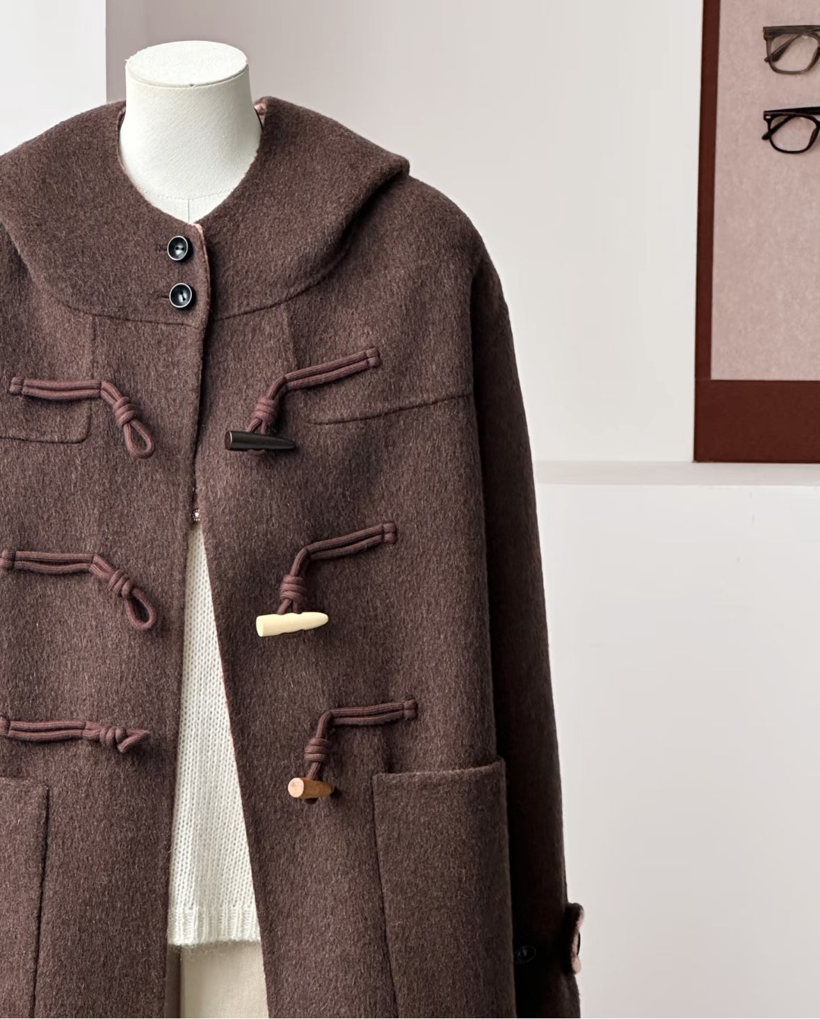 ‘Fern ‘ Hooded Toggle Wool Jacket