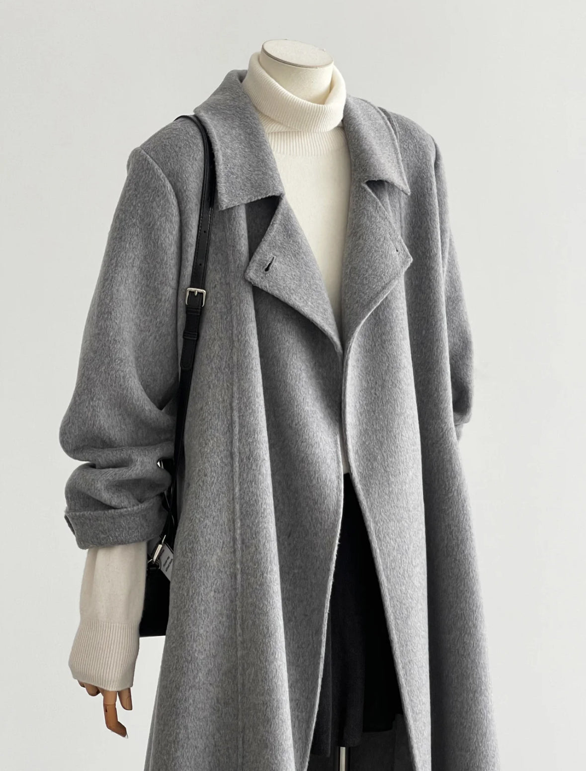 Elegant Wool & Cashmere Gray Trench Coat