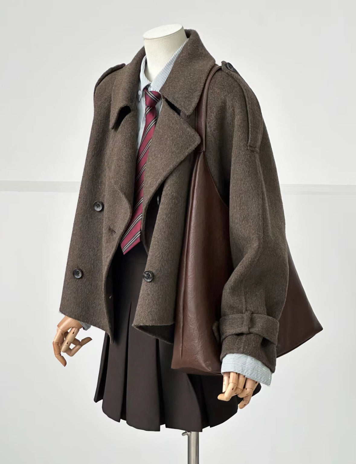 ‘Hazel’ Brown Wool Cashmere Short Jacket