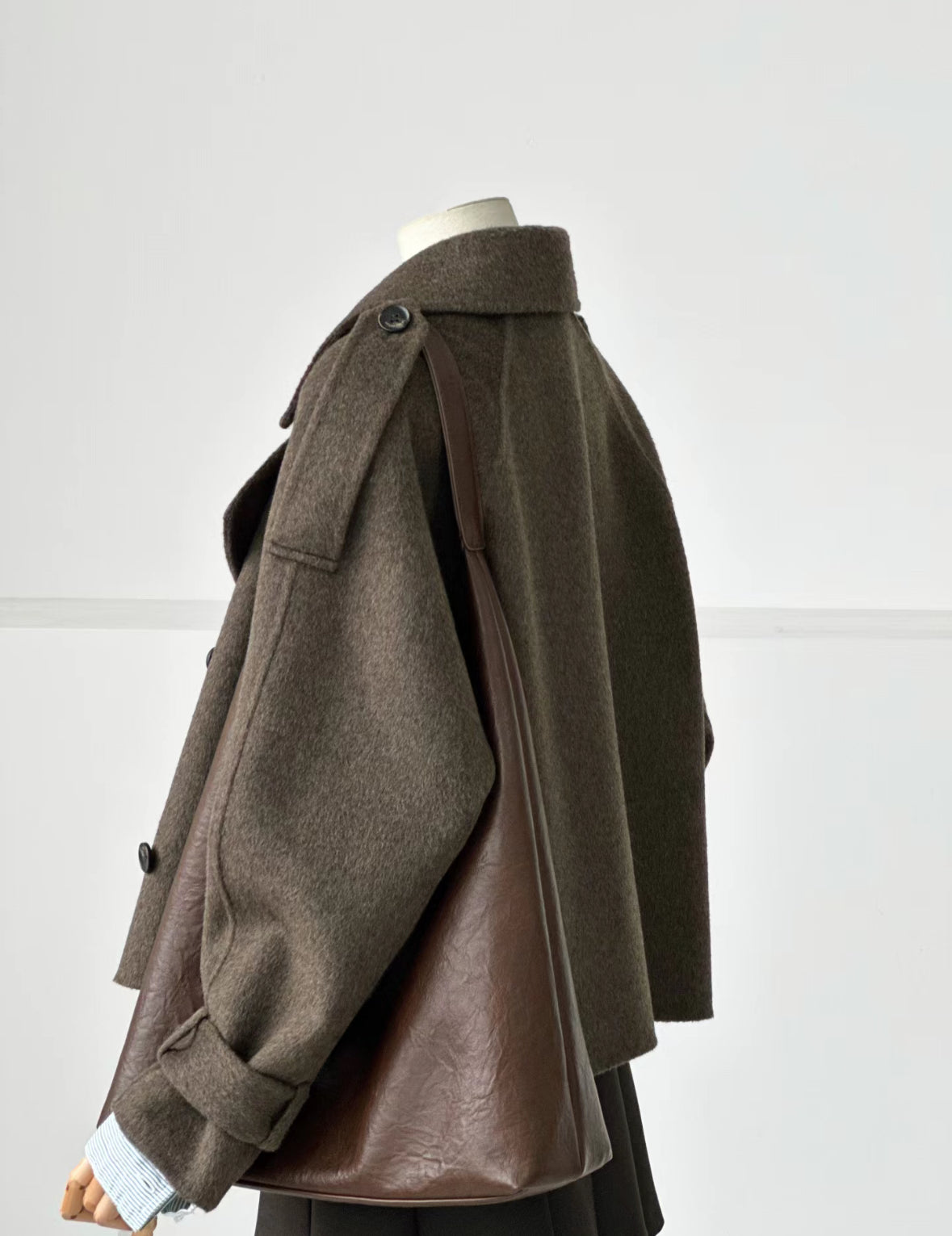 ‘Hazel’ Brown Wool Cashmere Short Jacket