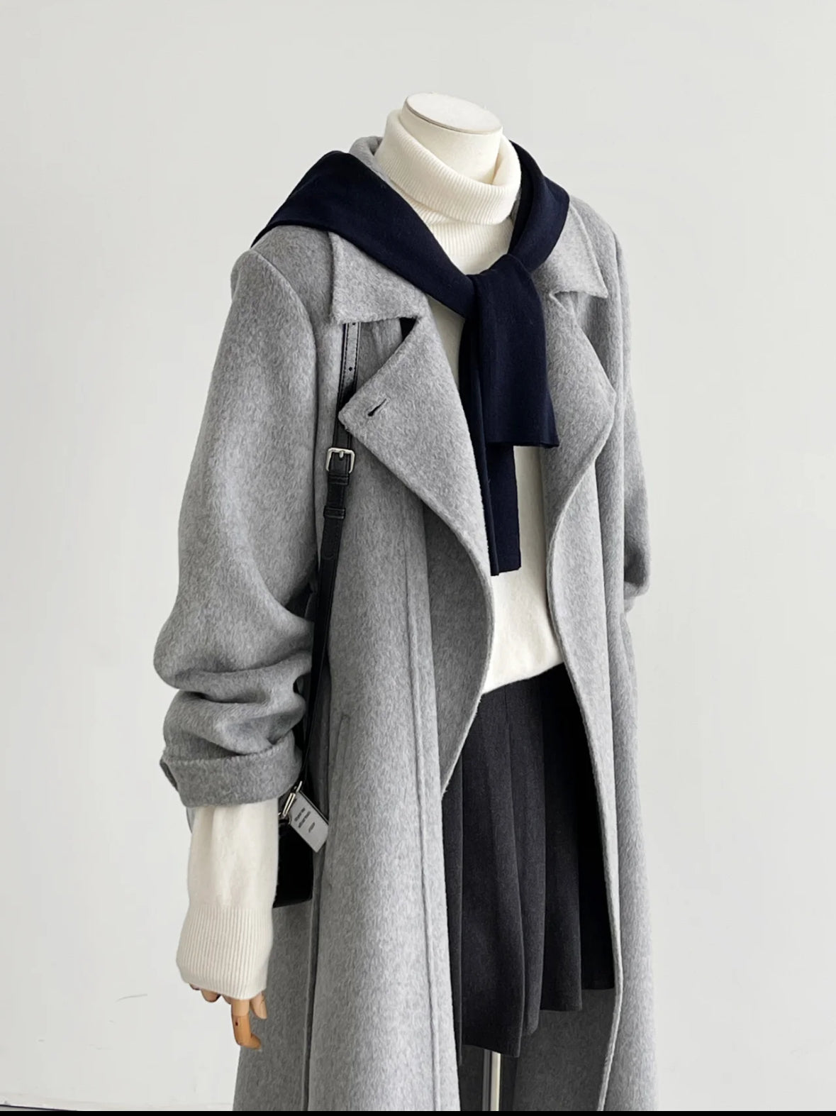 Elegant Wool & Cashmere Gray Trench Coat