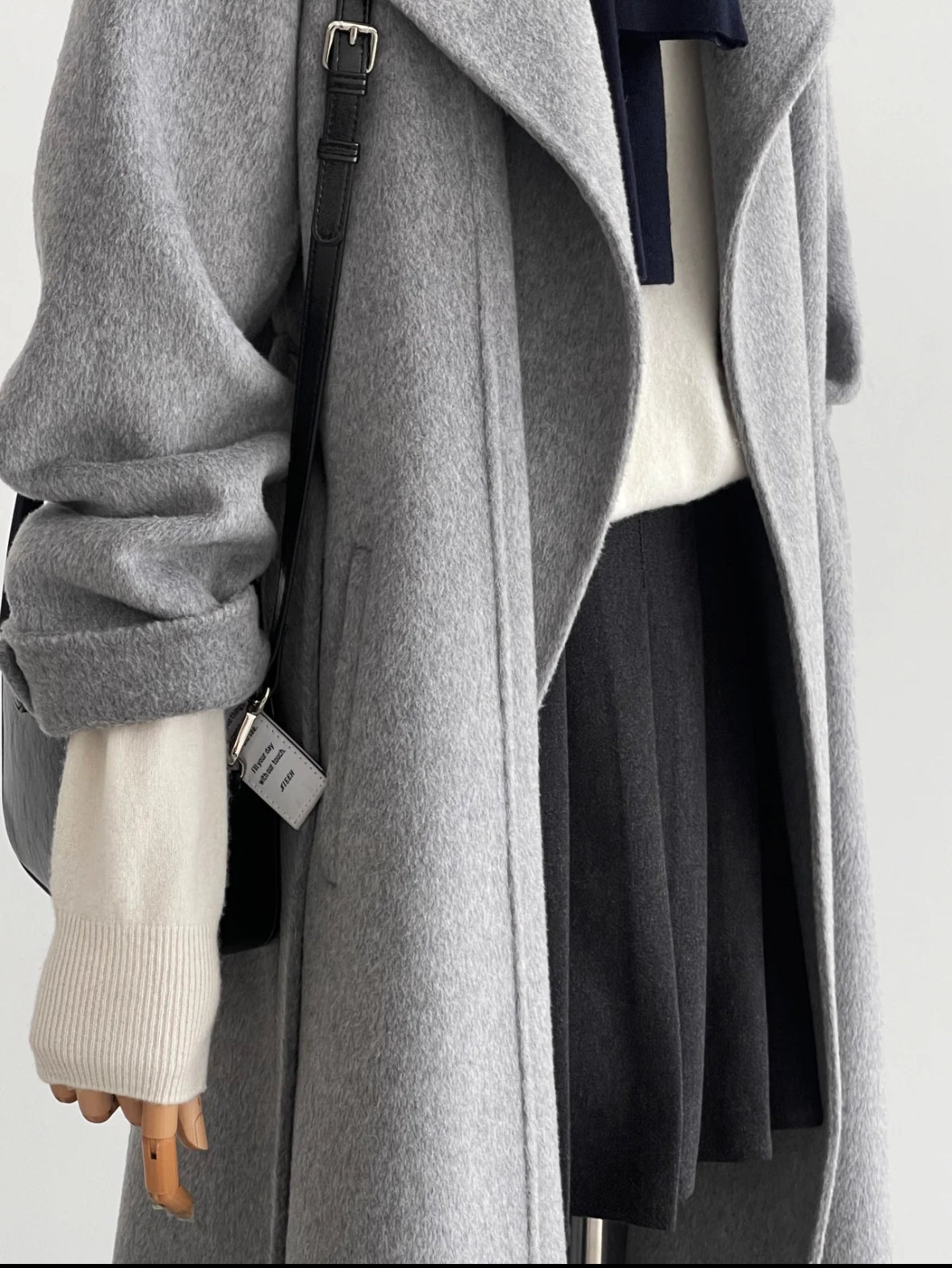 Elegant Wool & Cashmere Gray Trench Coat