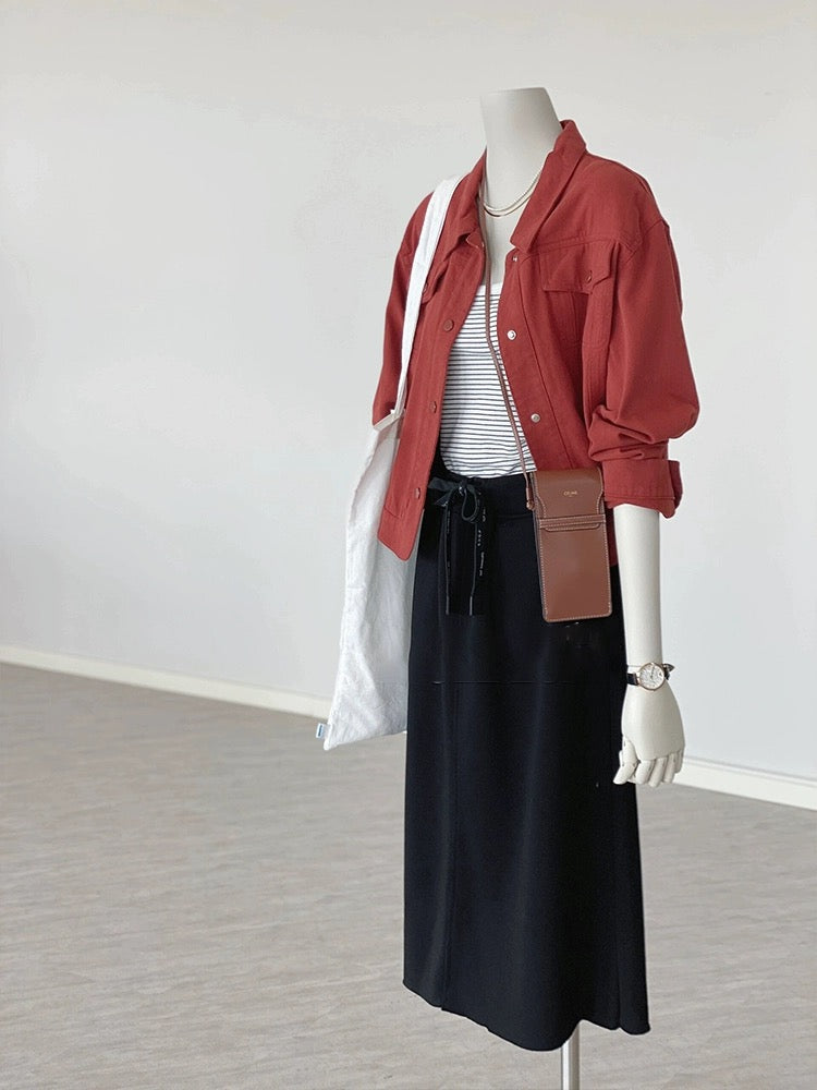 Casual Rust Red Cropped Jacket | 4 Colors