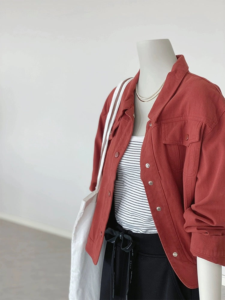 Casual Rust Red Cropped Jacket | 4 Colors
