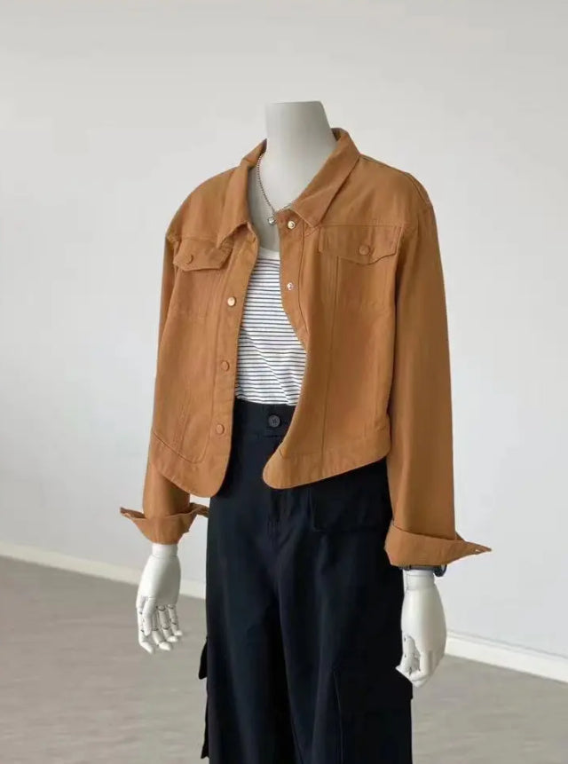 Casual Rust Red Cropped Jacket | 4 Colors