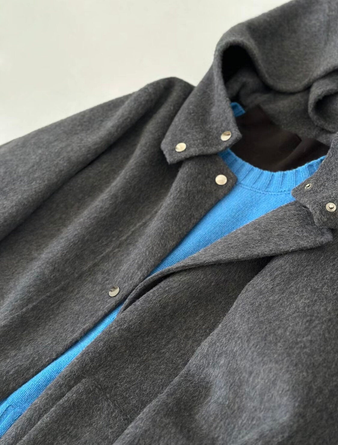 Premium Women Double-Sided Gray Long Wool Coat