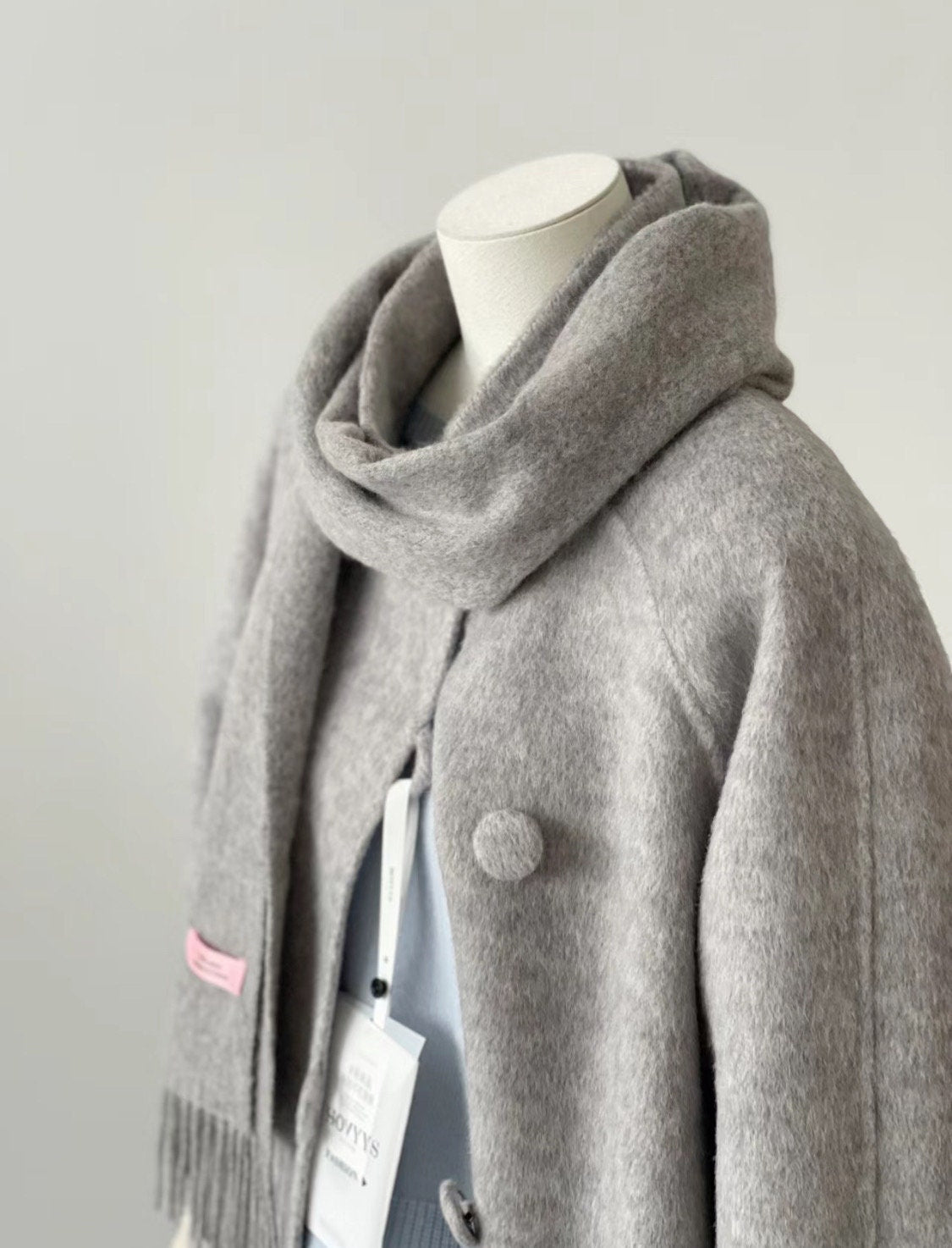 Loose Double Faced Wool Gray Cardigan Coat