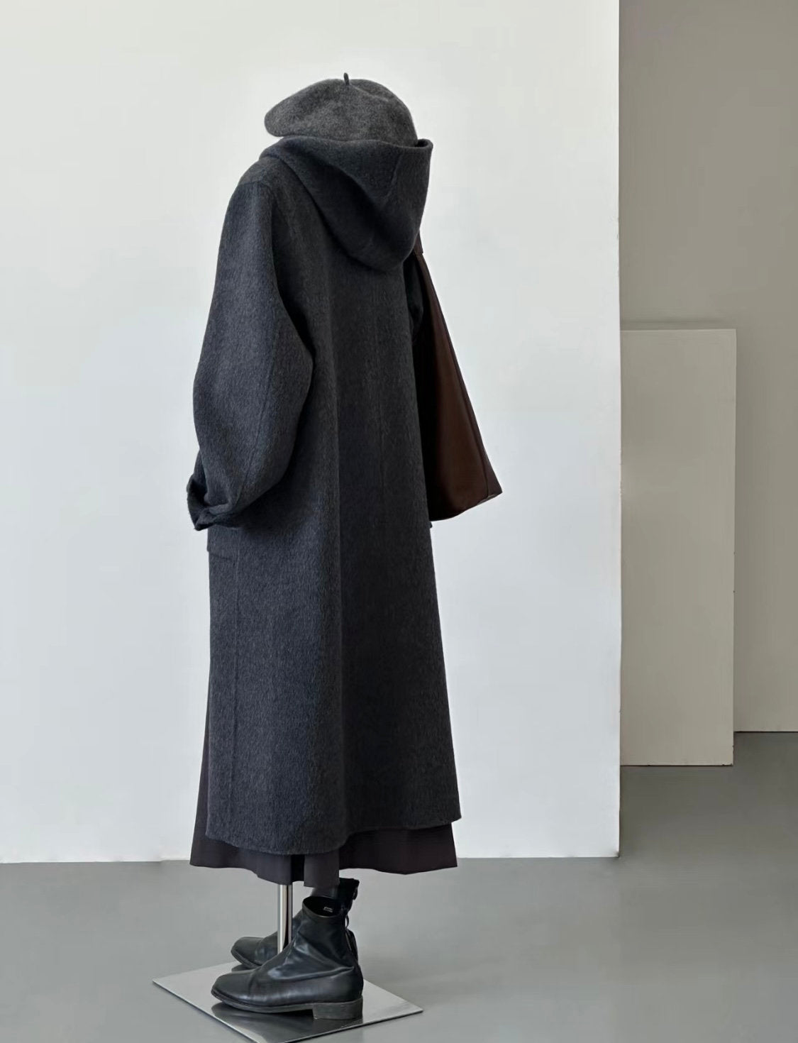 Premium Women Double-Sided Gray Long Wool Coat