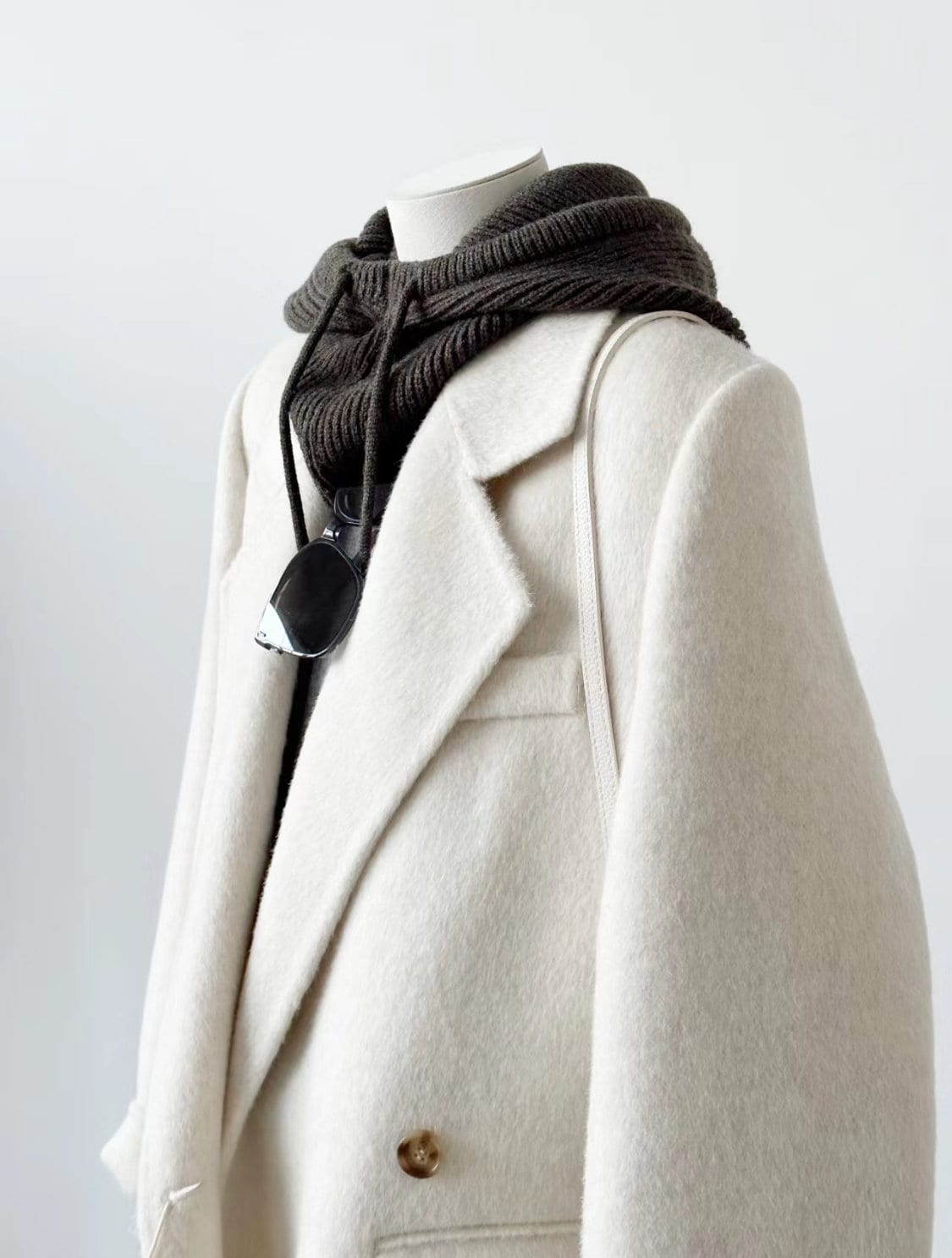 Women White Long Wool Coat