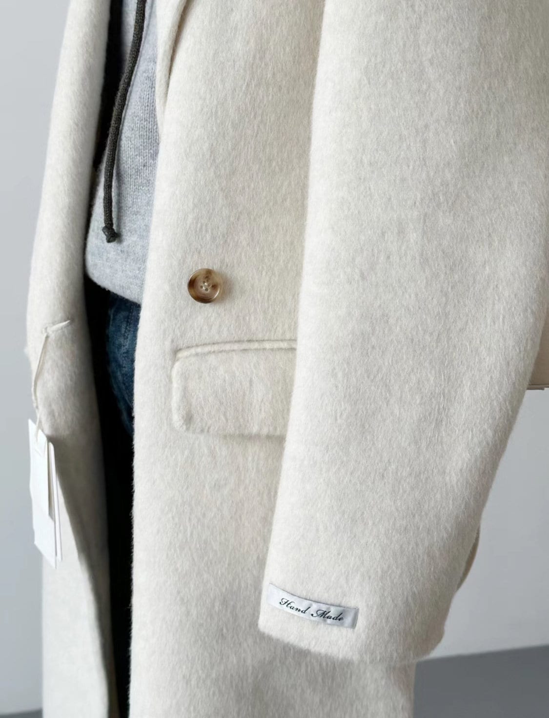 Women White Long Wool Coat