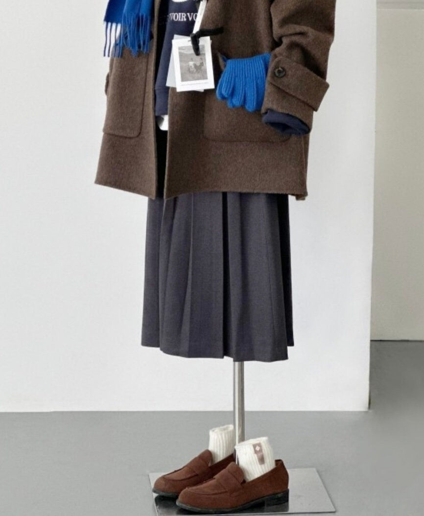 Women Timeless High Waist Pleated Gray Skirt