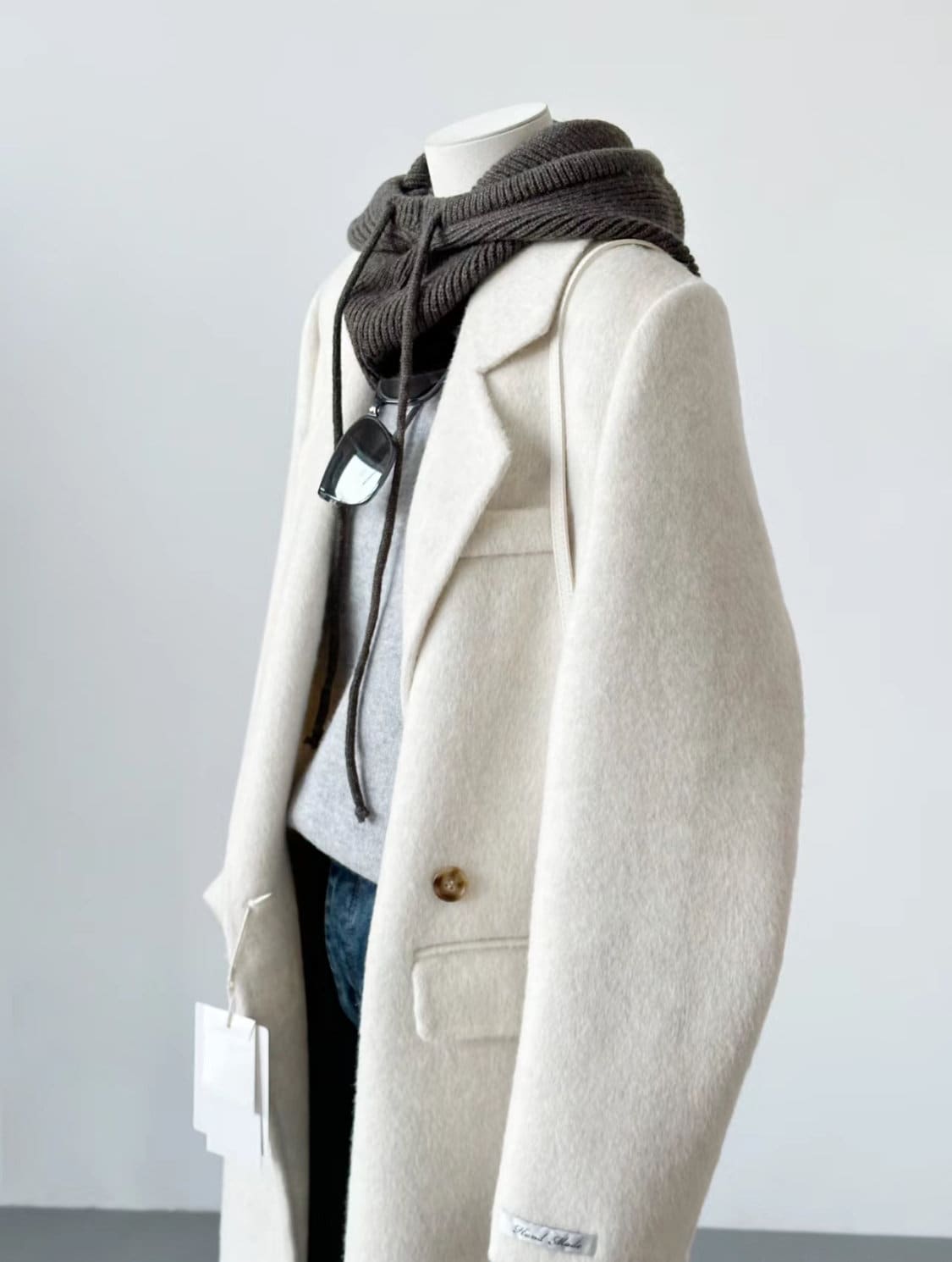 Women White Long Wool Coat