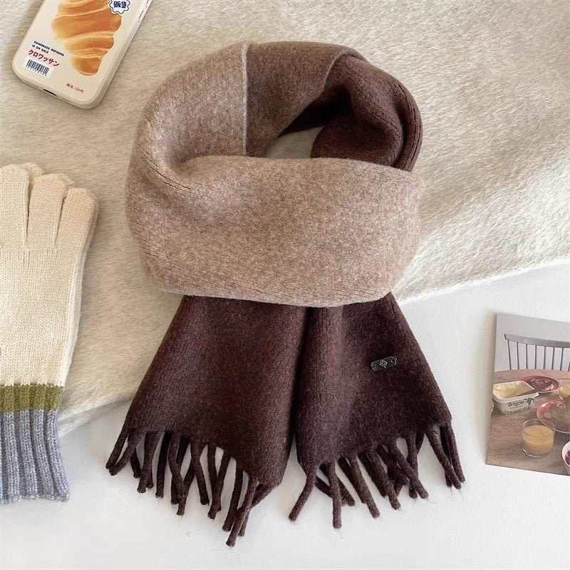 3 Colors Winter Soft two-tone 100% Wool Scarf