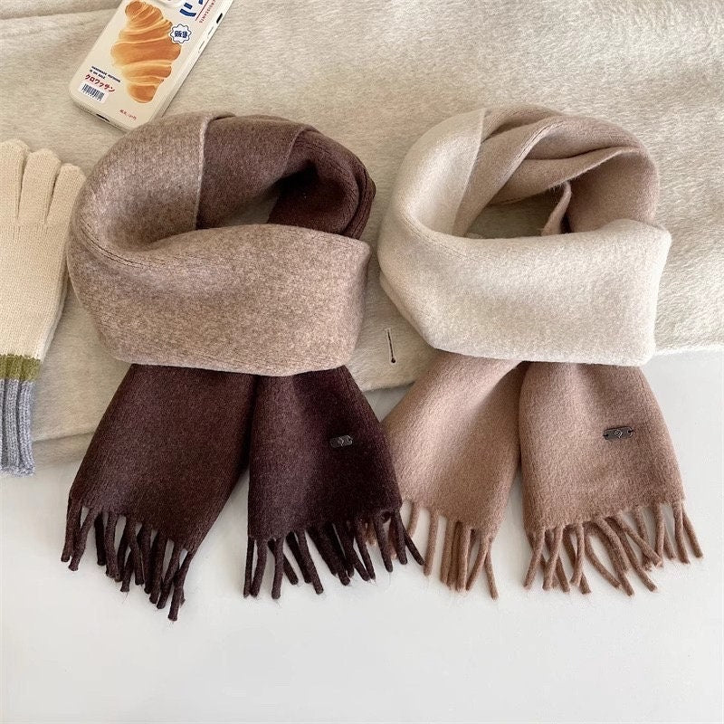 3 Colors Winter Soft two-tone 100% Wool Scarf