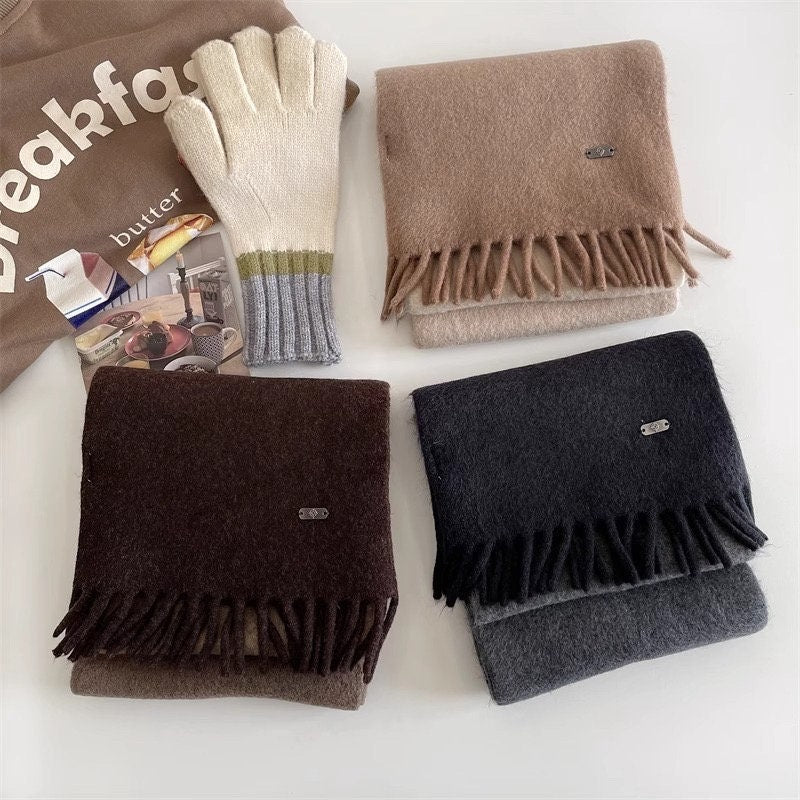 3 Colors Winter Soft two-tone 100% Wool Scarf