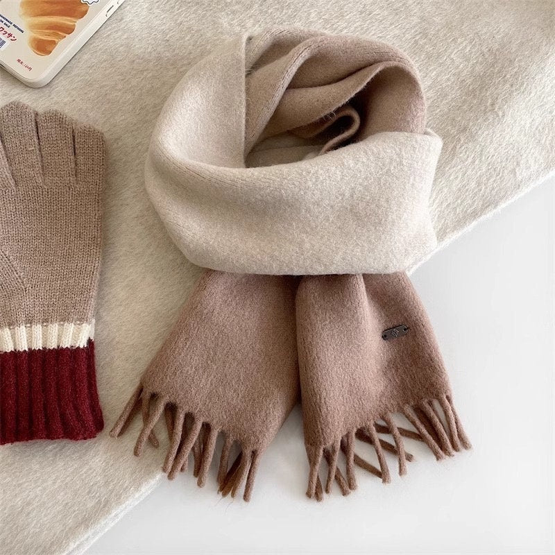 3 Colors Winter Soft two-tone 100% Wool Scarf