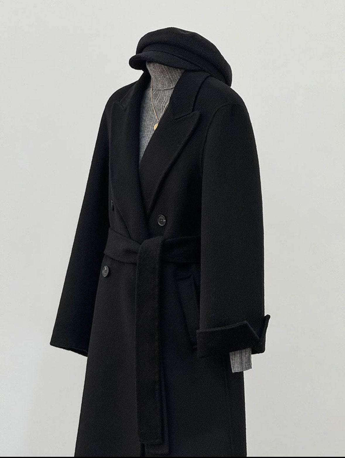 Black 100 wool coat on sale