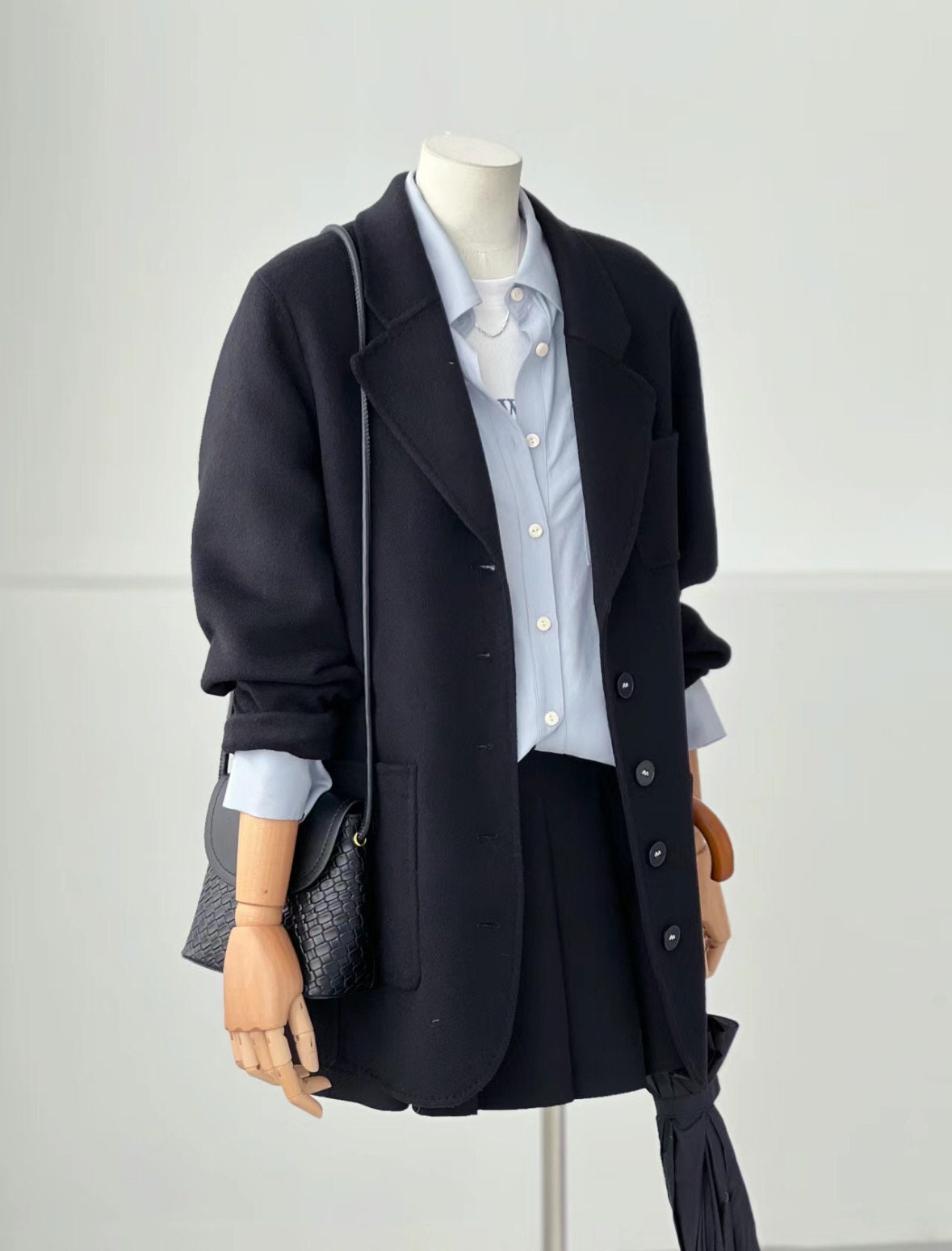 ‘Eden’ Premium Cashmere Casual Black Wool Blazer