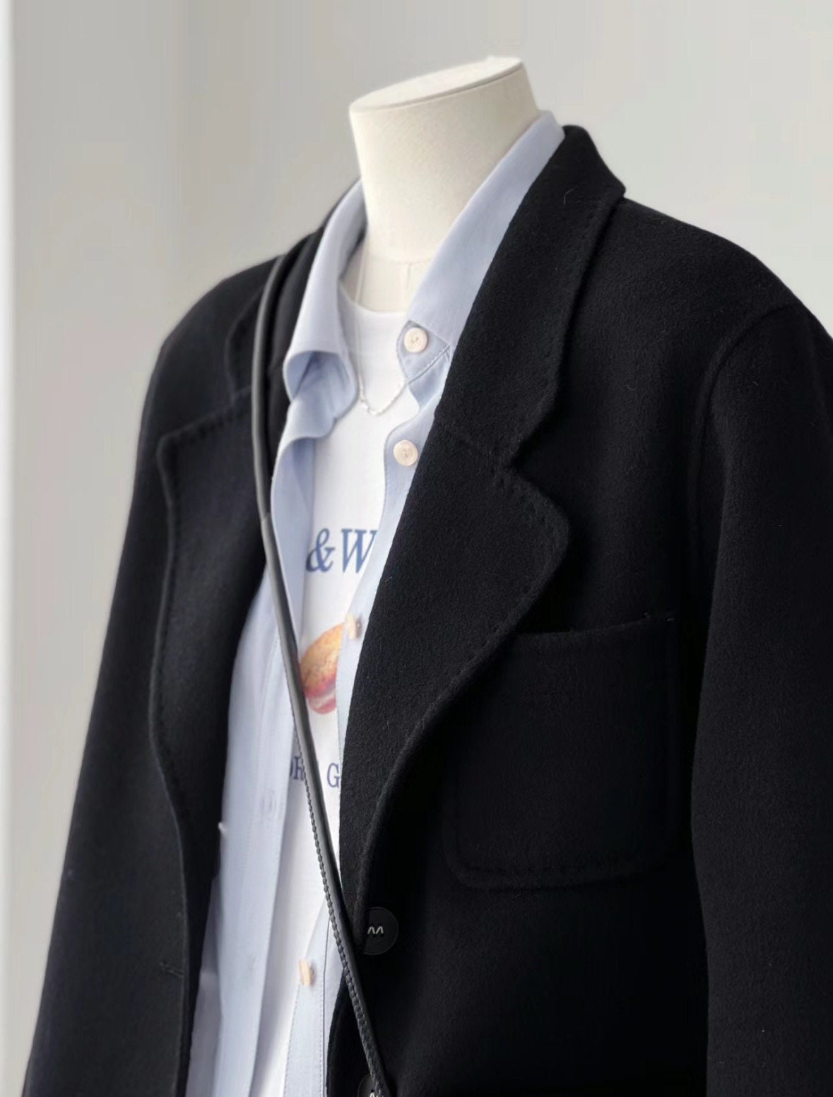‘Eden’ Premium Cashmere Casual Black Wool Blazer