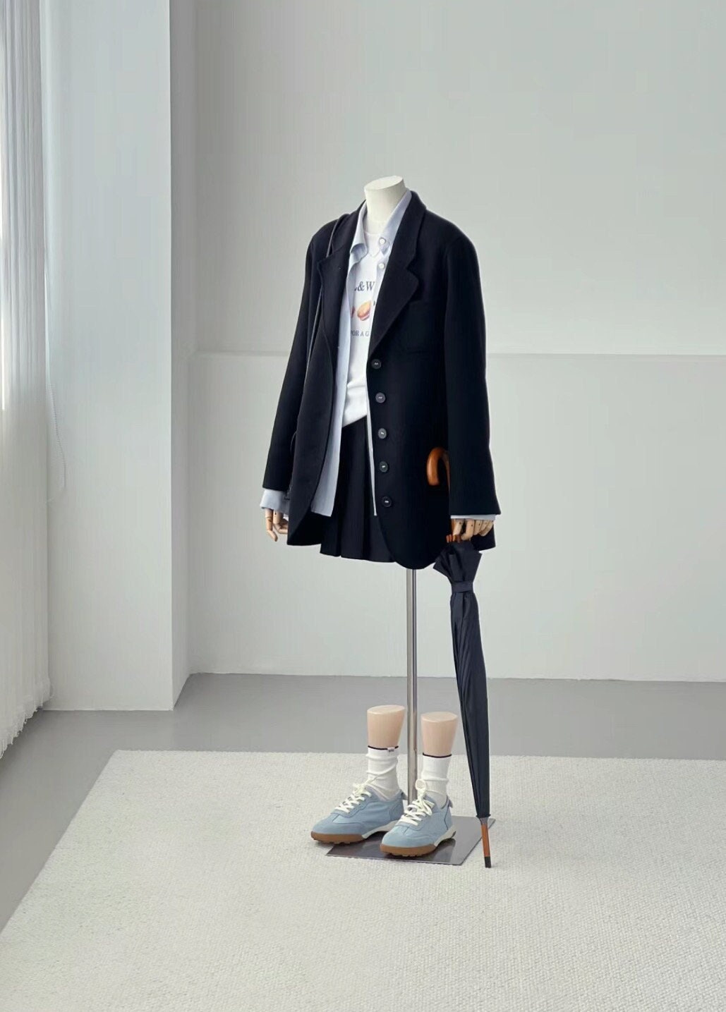 ‘Eden’ Premium Cashmere Casual Black Wool Blazer