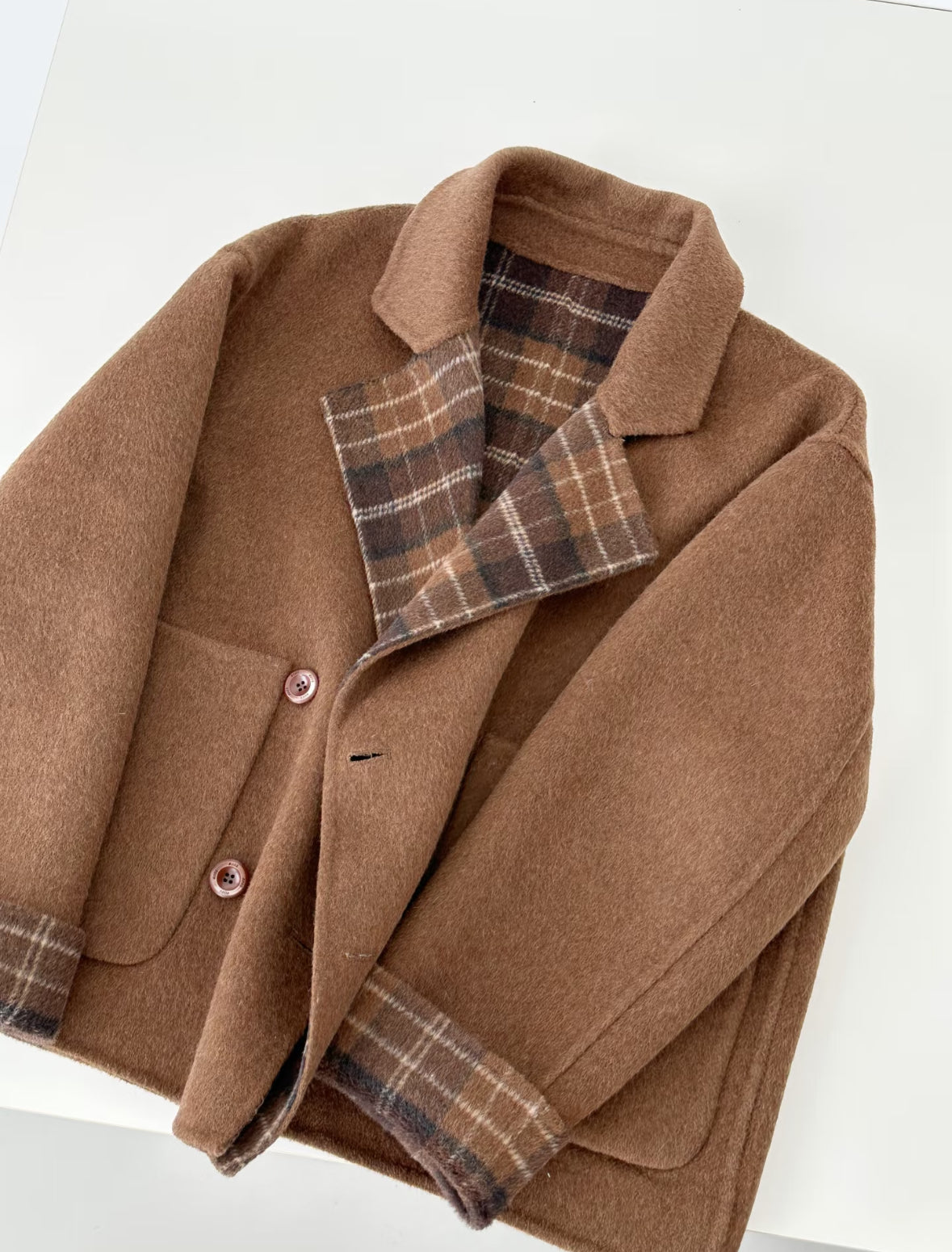 Aria Short Reversible Wool Coat