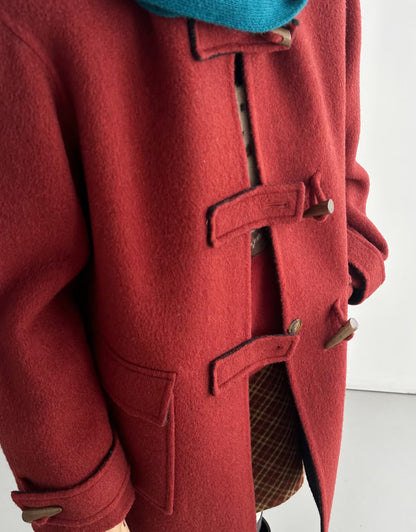 Pre-order ‘Scarlett’ Mid-Length 100% Burgundy Wool Hooded Jacket