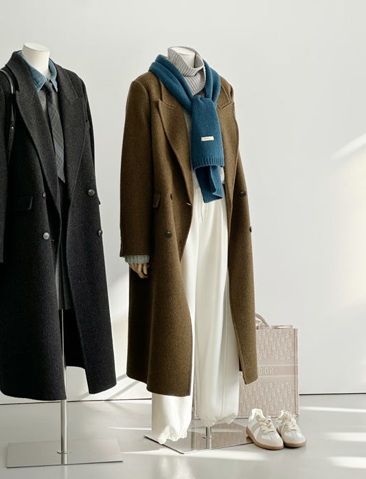 ‘Seren’ Olive brown Longline Trench Coat