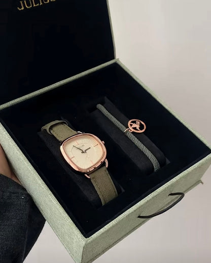 Oriole Minimalist Green Watch with Bracelet Gift Set