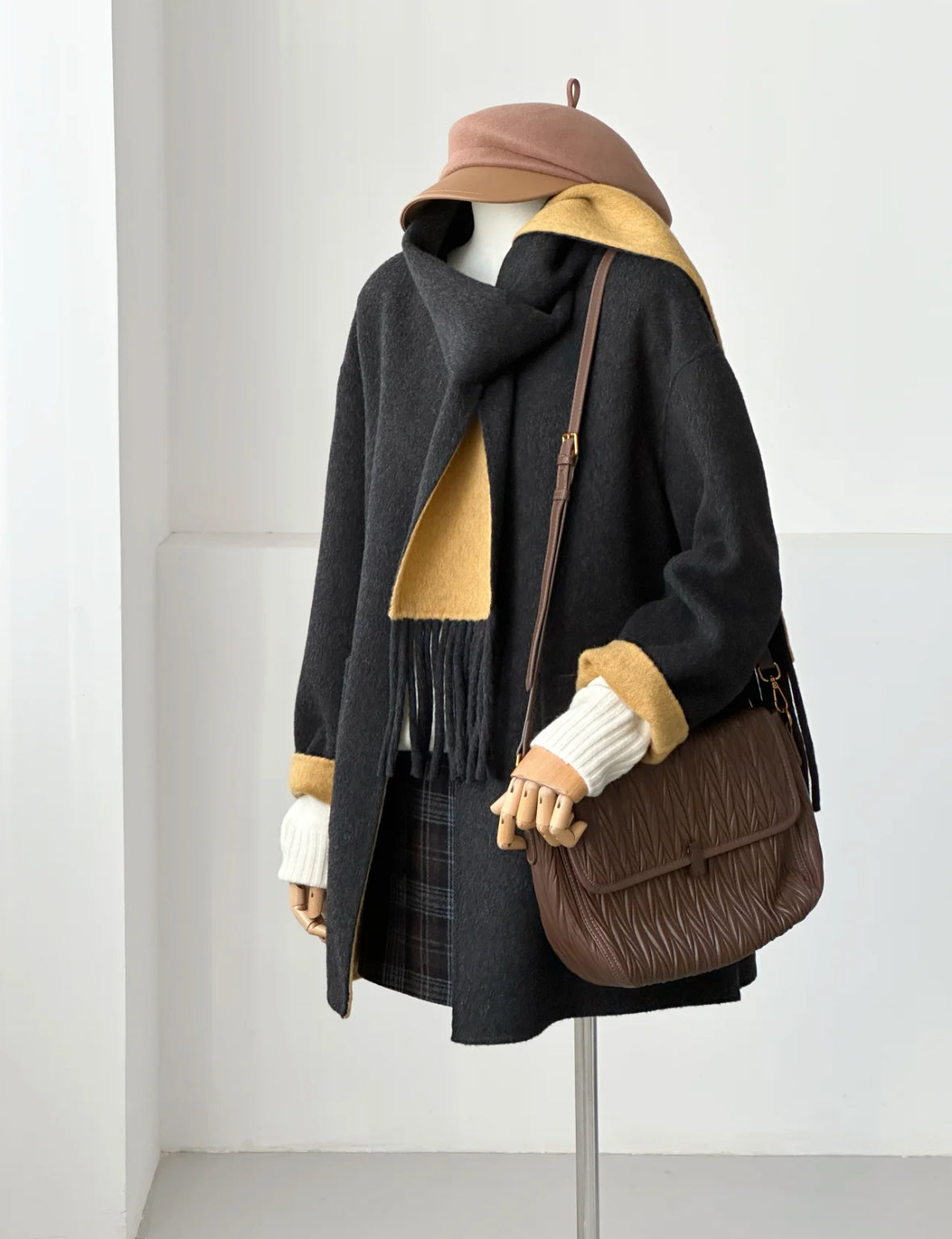 Aria Reversible 100% Wool Jacket with Scarf - 4 colors