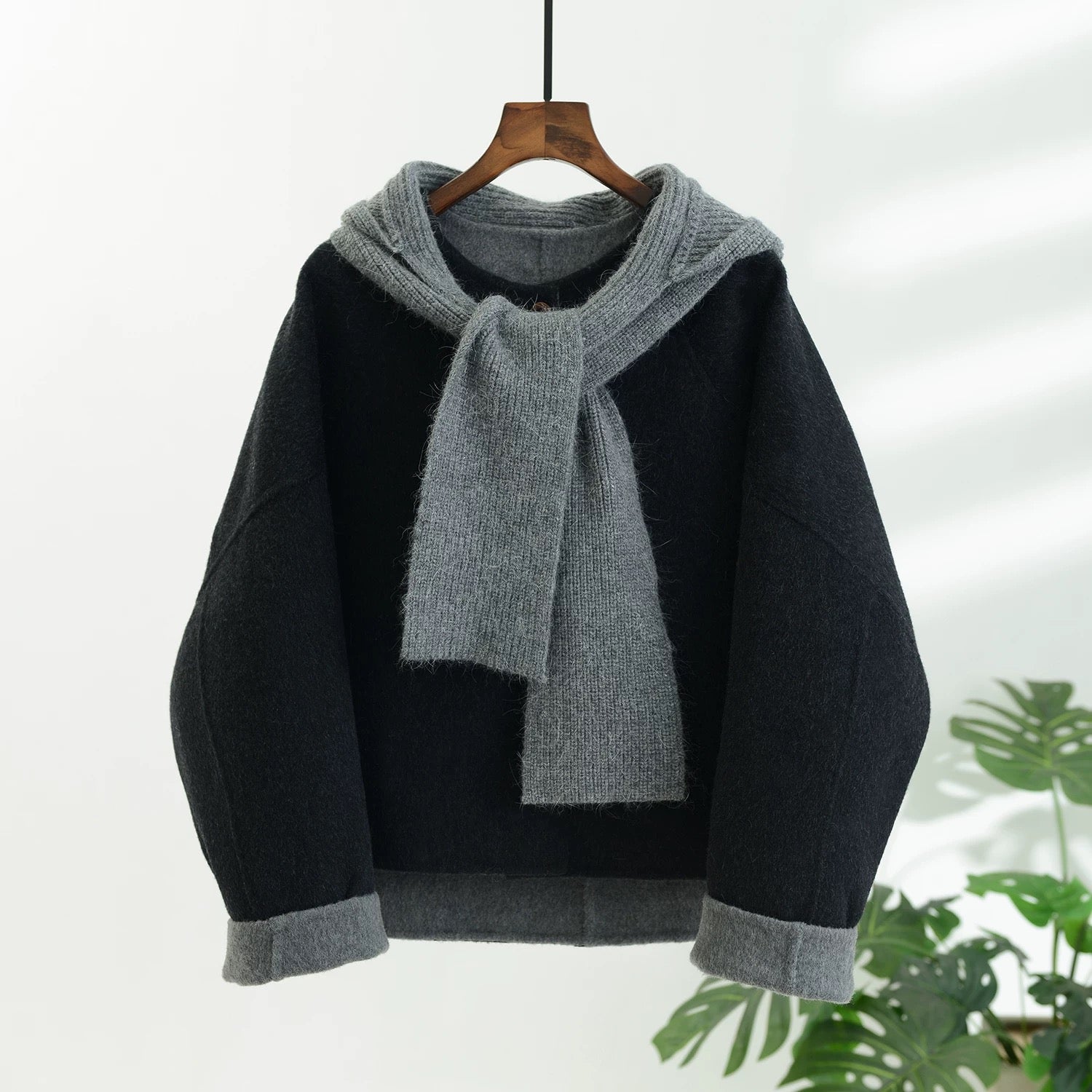 2 Sizes - Mori Knit Hood Wool Jacket - 3 Colors