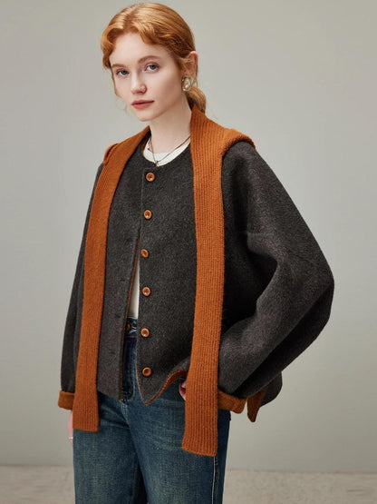 2 Sizes - Mori Knit Hood Wool Jacket - 3 Colors