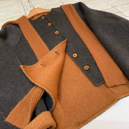 2 Sizes - Mori Knit Hood Wool Jacket - 3 Colors