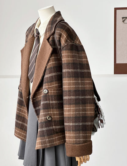 Aria Short Reversible Wool Coat