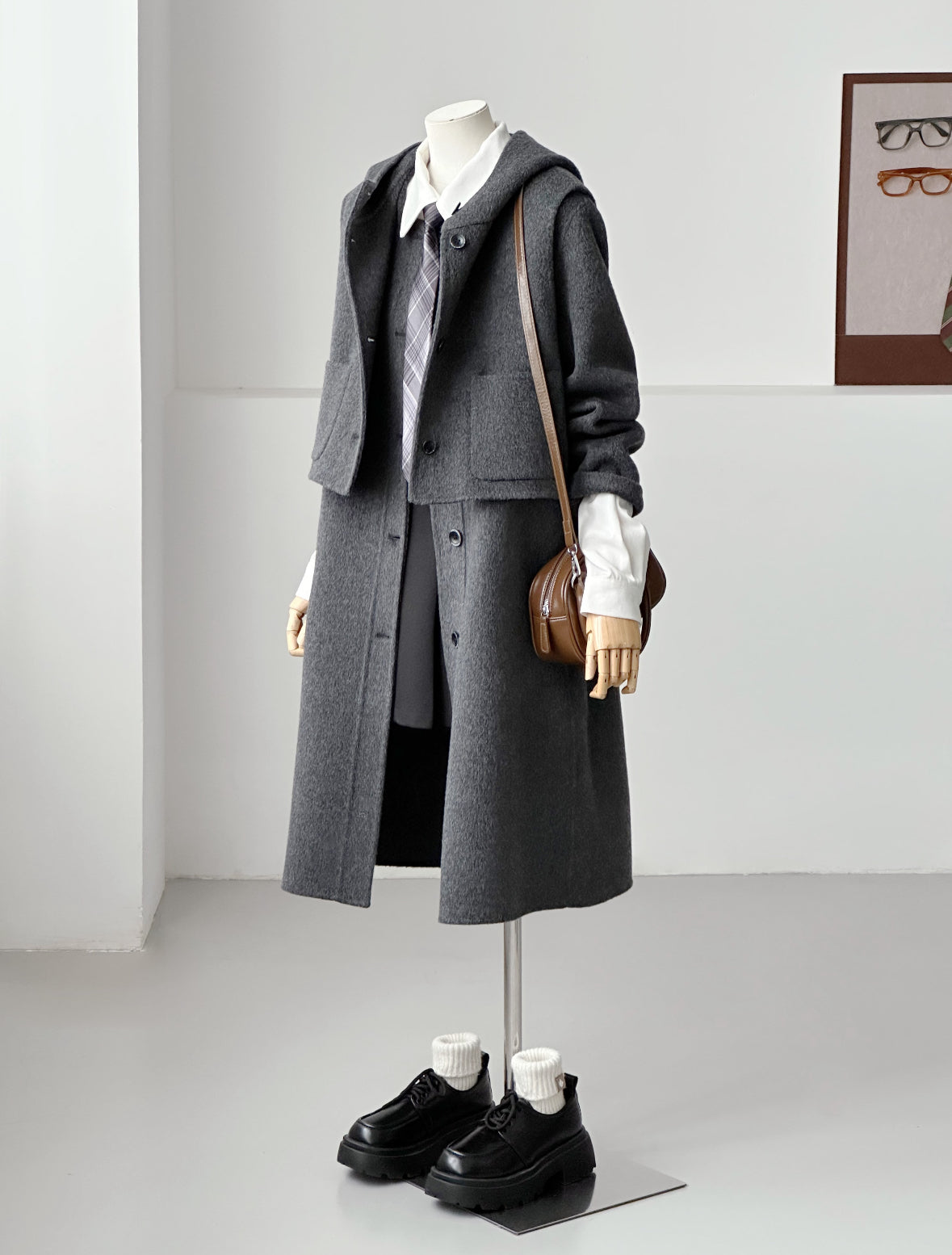 Dualis 3 in 1 longline wool coat and vest set