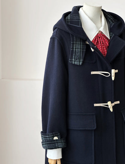 Fern Hooded Duffle Coat - Navy