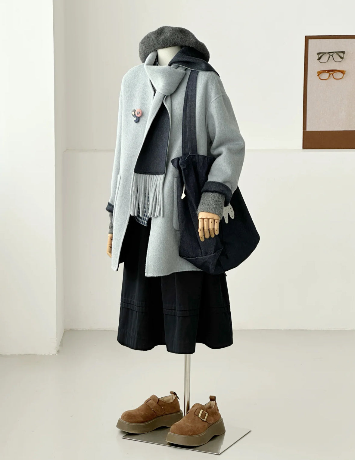 Aria Reversible 100% Wool Jacket with Scarf - 4 colors