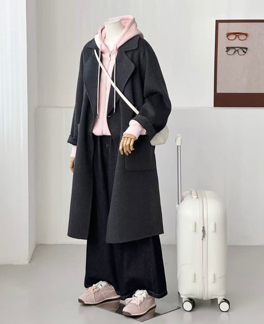 Frost Longline Belted Trench Coat - Black