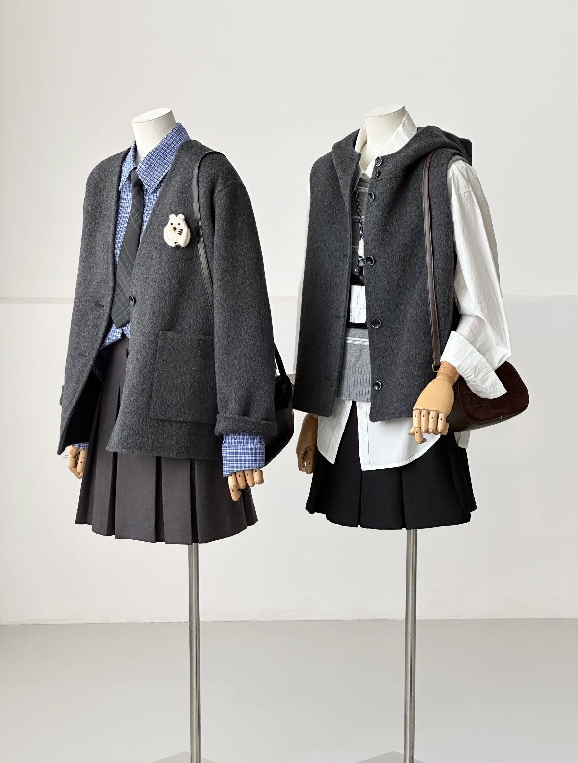 Dualis 3 in 1 Wool Jacket and Vest Set - Charcoal