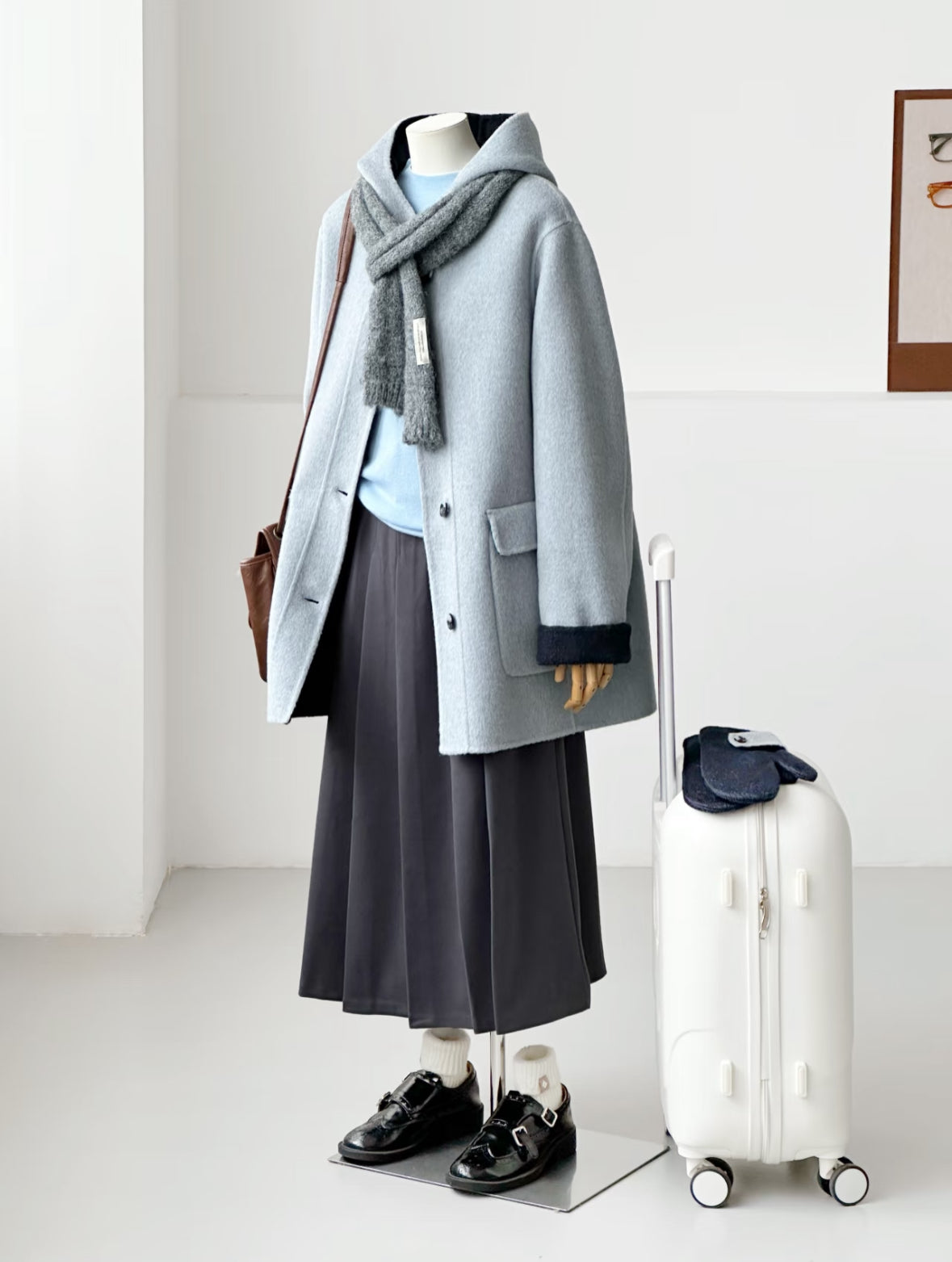 Bivor Two-tone Wool Jacket with Gloves - Blue